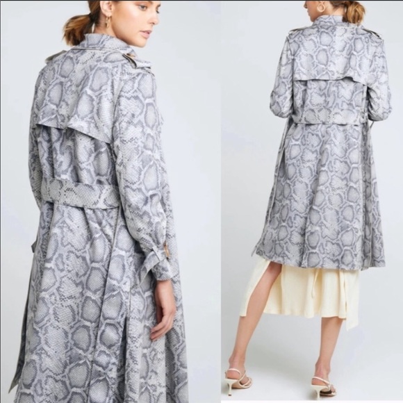 Few Moda Jackets & Blazers - BNWT Few Moda Snake Print Suede Grey Trench Coat S